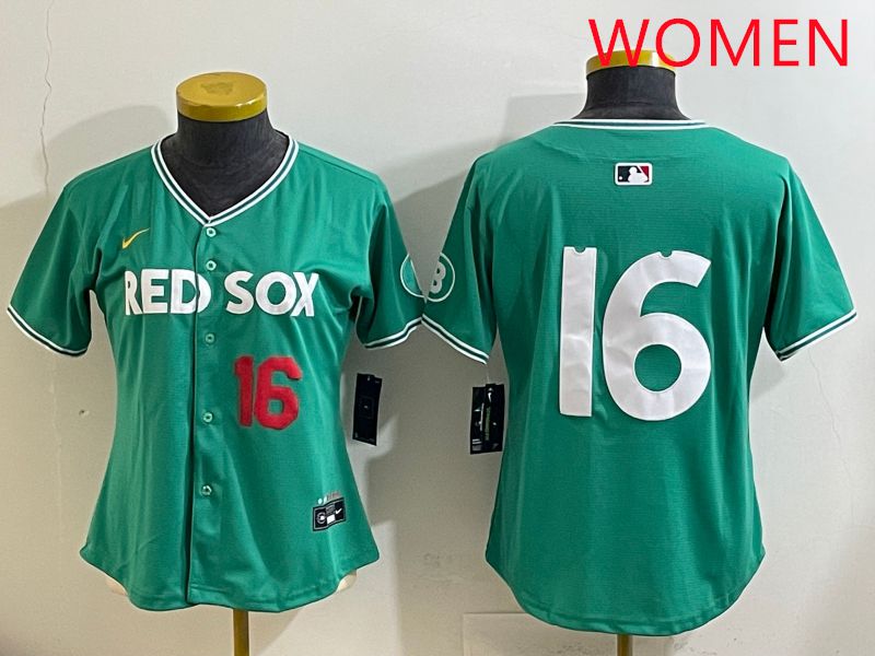 Women Boston Red Sox #16 No Name Green Joint Name Nike 2025 MLB Jersey style 3